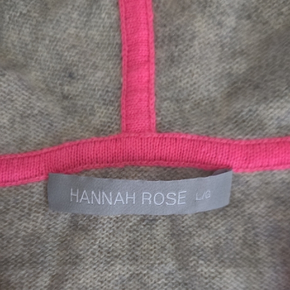 Hannah Rose Heather Gray Cashmere Hoodie with Neon Pink Accents - Picture 4 of 5